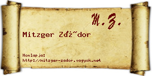 Mitzger Zádor névjegykártya